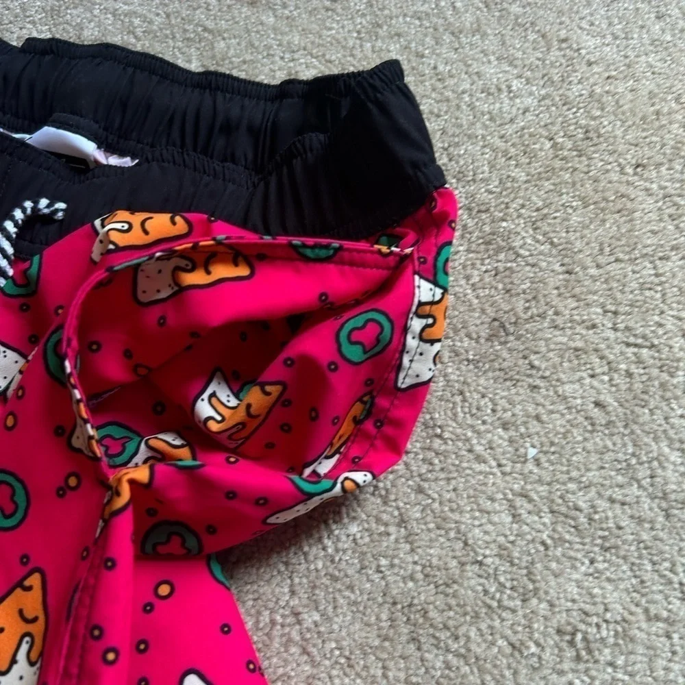 Men’s Swim Trunks Size Large T Fox Brand Pizza Novelty Shorts Pockets Eclectic - Picture 4 of 5